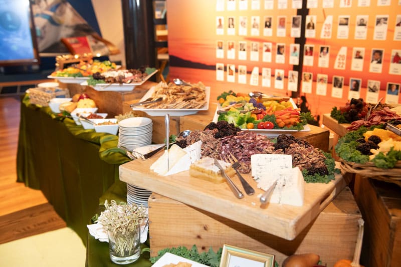 Buffet table in Schoonmaker Hall